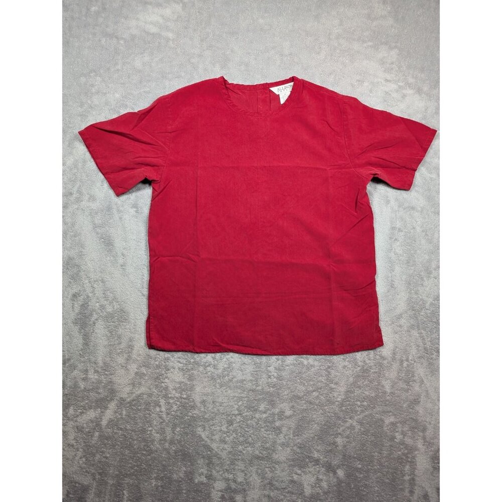 Allison Taylor Blouse Womens Size Medium Red Silk Minimalist Mature